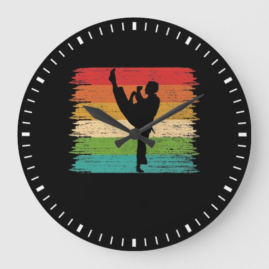Karate Belt Colors Silhouette Große Wanduhr (Vorderseite)