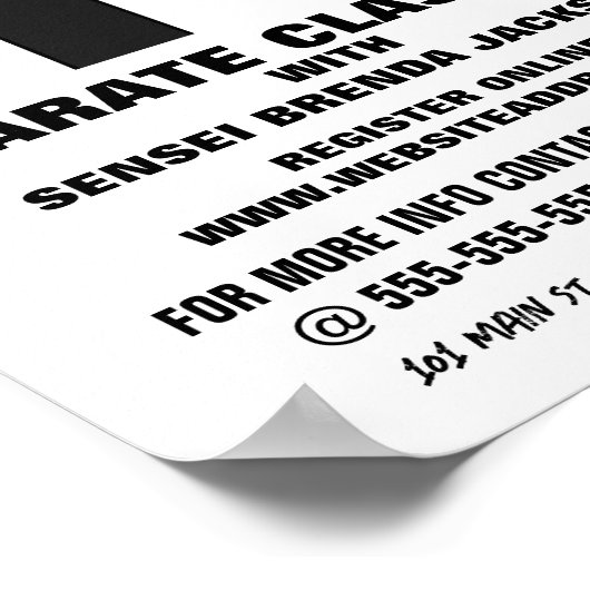 Karate Belt, Karate Class Advertising Poster (Ecke)