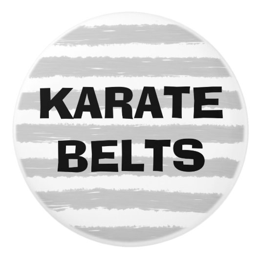 Karate Belts Grau Weiße Wasserfarben Streifen Keramikknauf (Vorderseite)