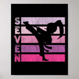 Karate Birthday 7 Year Taekwondo Girl 7th Bir Poster