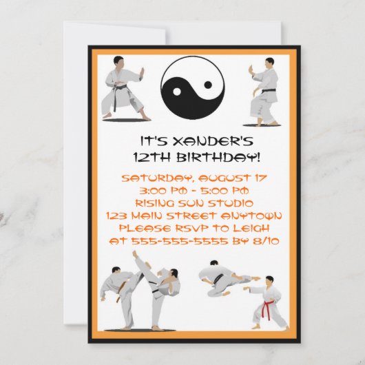 Karate Birthday Einladung (Vorderseite)