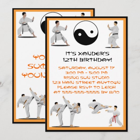 Karate Birthday Einladung (Vorne/Hinten)