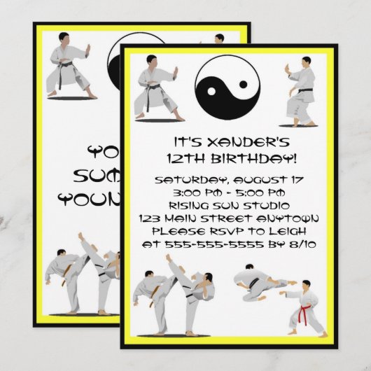 Karate Birthday Einladung (Vorne/Hinten)