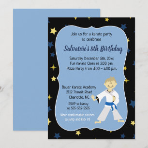 Karate Birthday Einladung Boy Blue Belt