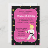 Karate Birthday Einladung Girl Black Belt (Vorderseite)