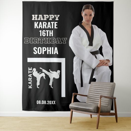 Karate Birthday, Karate Girl Player Backdrops Wandteppich (Beispiel)