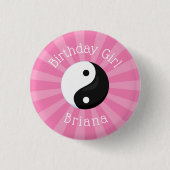 Karate Birthday Party Girl Button (Vorderseite)