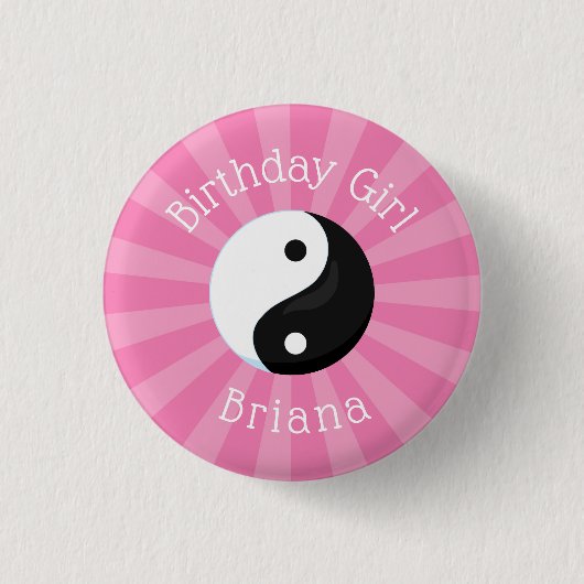 Karate Birthday Party Girl Button (Vorderseite)