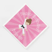 Karate Birthday Party Girl Pink Serviette (Ecke)