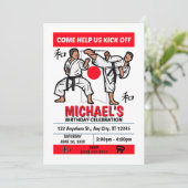 Karate Birthday Party Invitation (Boys) Einladung (Stehend Vorderseite)