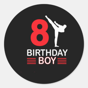 Karate Birthday T-Shirt Boy Gift Kinder Taekwondo Runder Aufkleber