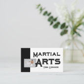 Karate Black & White Card Visitenkarte (Stehend Vorderseite)