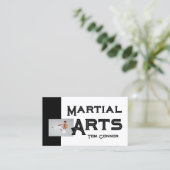 Karate Black & White Card Visitenkarte (Stehend Vorderseite)