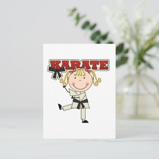 KARATE - Blond Girl T - Shirt and Gifts Postkarte (Stehend Vorderseite)