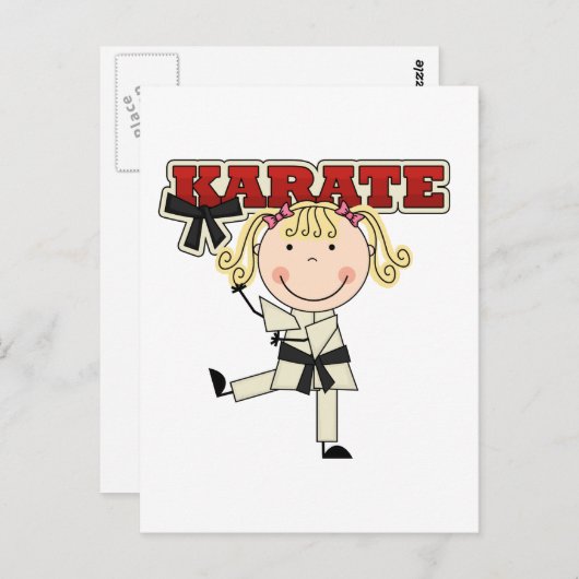 KARATE - Blond Girl T - Shirt and Gifts Postkarte (Vorne/Hinten)