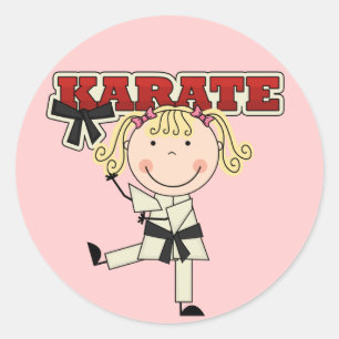 KARATE - Blond Girl T - Shirt and Gifts Runder Aufkleber