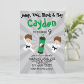 Karate Boy Birthday Einladung Green (Stehend Vorderseite)