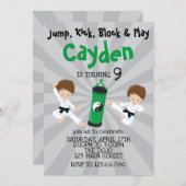 Karate Boy Birthday Einladung Green (Vorne/Hinten)