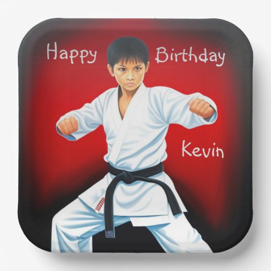 Karate Boy Birthday Pappteller (Vorderseite)