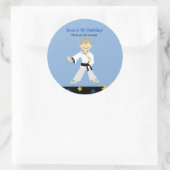 KARATE BOY Black Belt Birthday Gefälligkeitsaufkle Runder Aufkleber (Tasche)