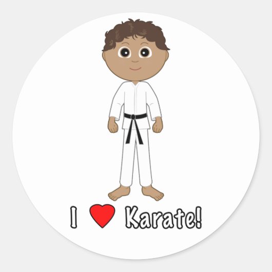 Karate Boy: Ich Liebe Karate Runder Aufkleber (Vorderseite)