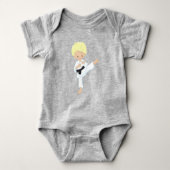 Karate Boy, Niedlicher Junge, Blonde Hair, Schwarz Baby Strampler (Vorderseite)