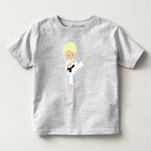 Karate Boy, Niedlicher Junge, Blonde Hair, Schwarz Kleinkind T-shirt (Vorderseite)