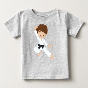 Karate Boy, Niedlicher Junge, Schwarzgürtel, braun Baby T-shirt