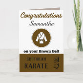 Karate Brown Belt Werbeaktion Glückwunschkarte Dankeskarte (Vorderseite)