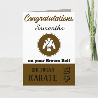 Karate Brown Belt Werbeaktion Glückwunschkarte Dankeskarte