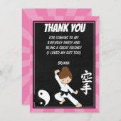 Karate Brown Hair Girl Party Danke, Card Einladung (Vorne/Hinten)
