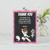 Karate Brown Hair Girl Party Danke, Card Einladung (Stehend Vorderseite)