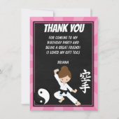 Karate Brown Hair Girl Party Danke, Card Einladung (Vorderseite)