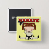 KARATE - brünette Mädchen-T - Shirts und Geschenke Button (Vorne & Hinten)