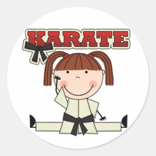 KARATE - Brünette T - Shirt und Geschenke für Mädc Runder Aufkleber
