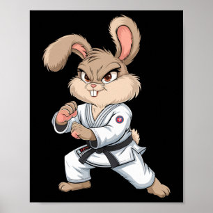 Karate Bunny Kampfsport-Hase Lustig für Kinder Bo Poster