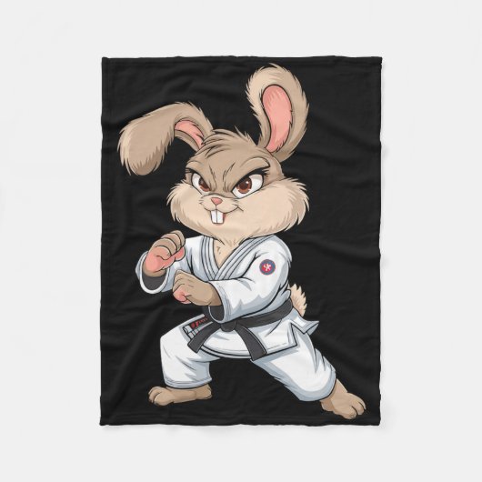 Karate Bunny Martial Arts Rabbit Funny für Kinder  Fleecedecke (Vorderseite)