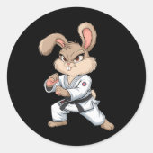 Karate Bunny Martial Arts Rabbit Funny für Kinder Runder Aufkleber (Vorderseite)