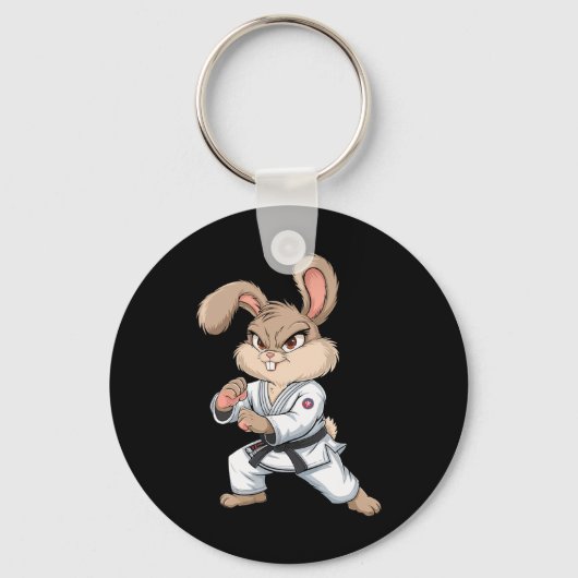 Karate Bunny Martial Arts Rabbit Funny für Kinder Schlüsselanhänger (Vorderseite)