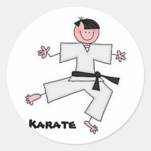 Karate-Cartoon-Aufkleber Runder Aufkleber