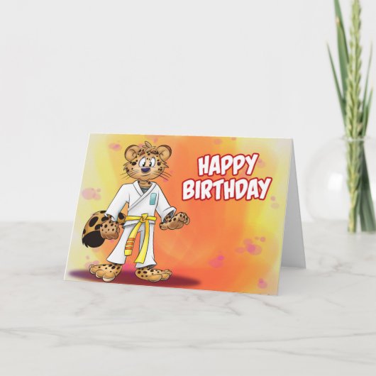 Karate Cartoon Geburtstag Karte (Vorderseite)