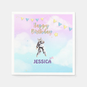 Karate Cat Birthday Party Party Taekwondo Serviette