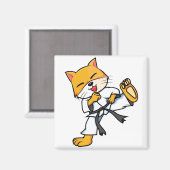 Karate Cat Cartoon Funny Magnet (Vorderseite/Rückseite)