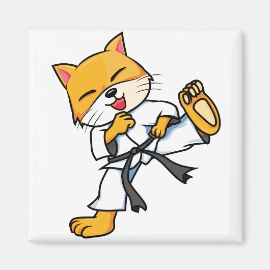 Karate Cat Cartoon Funny Magnet (Vorne)
