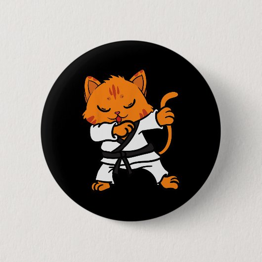 Karate Cat Dab Dance Martial Arts Dabbing Comt Spa Button (Vorderseite)