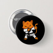 Karate Cat Dab Dance Martial Arts Dabbing Comt Spa Button (Vorne & Hinten)