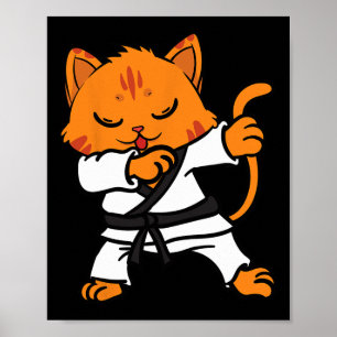 Karate Cat Dab Dance Martial Arts Dabbing Comt Spa Poster