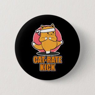 Karate Cat Design for Sports Fans - Katzenkick Button