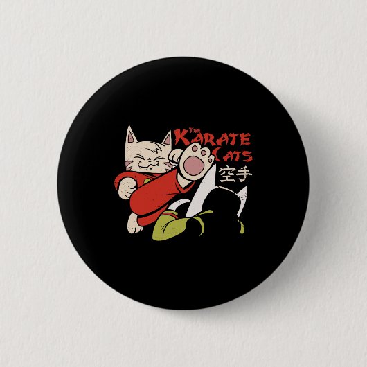 Karate Cat für Männer Frauen Kinder Button (Vorderseite)