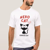 KARATE CAT SCHWARZ CAT NEKO T-Shirt (Vorderseite)